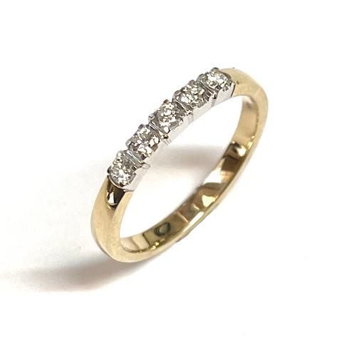 Memoire Ring, 14krt.bicolour goud met 5 diamanten totaal 0,25ct. (maat 56) - 24261