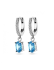 Oorringen, zilver gerhodineerd blauw en wit zirkonia (11x2mm.) - 24286
