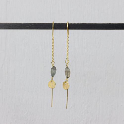 Jeh Jewels, Oorhangers model 20333 zilver verguld met Labradoriet (lengte 5cm.) - 24293