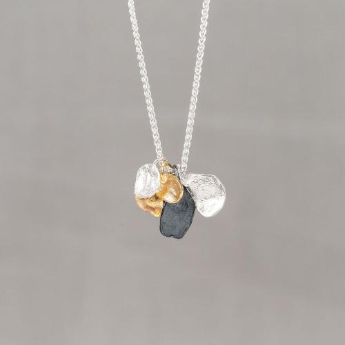 Jeh Jewels Collier, model 21519 met hanger zilver/oxie/verguld (lengte: 42cm.) - 24296