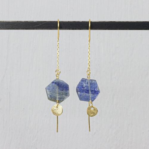 Jeh Jewels, Oorhangers model 21340 zilver verguld met kyaniet (lengte 5cm.) - 24297