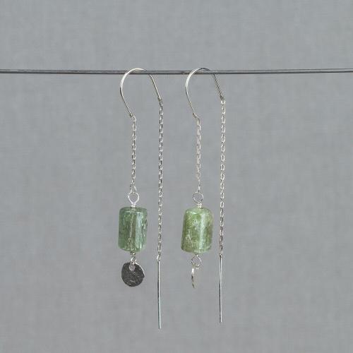 Jeh Jewels, Oorhangers model 21340 zilver met groen Kyaniet (lengte 5cm.) - 24298