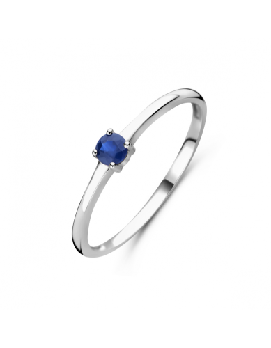 HC Ring, zilver gerhodineerd met saffier (maat 17,5) - 24299
