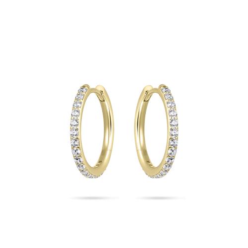 Oorringen, zilver verguld met zirconia (2x20mm.) - 24331