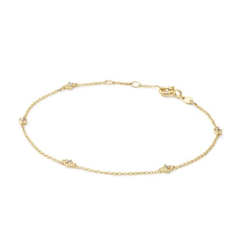 Jackie Armband, 14krt.goud "White Topaz Bracelet" (lengte: 16-17,5cm.) - 24332