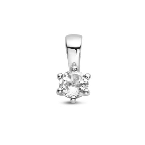 Hanger, zilver gerhodineerd met zirkonia (4mm.) - 24337