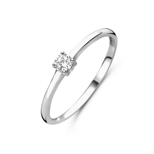 Ring, zilver gerhodineerd met zirkonia (maat 16,5) - 24340