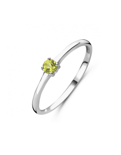 Ring, zilver gerhodineerd met peridot (maat 17) - 24342