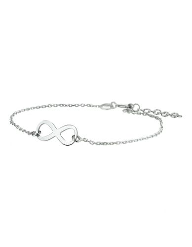Armband, zilver gerhodineerd infinity (lengte: 17-19cm.) - 24347
