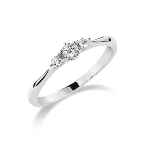 Ring, 14krt.witgoud met diamant totaal 0,16ct. (maat:56) - 24358