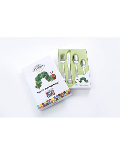 Kinderbestek, Rupsje Nooitgenoeg 4-delig staal - Keltum - 24368