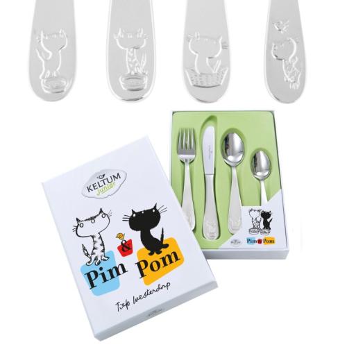 Keltum Kinderbestek, Pim & Pom 4-delig - RVS - 24376