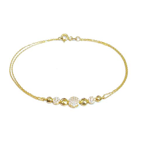 Armband, 14krt.goud met zirconia (lengte 18,5cm.) - 24382