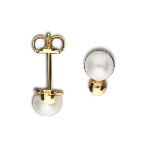 Oorknoppen, 14krt.goud met zoetwaterparel (4,5mm.) - 24383