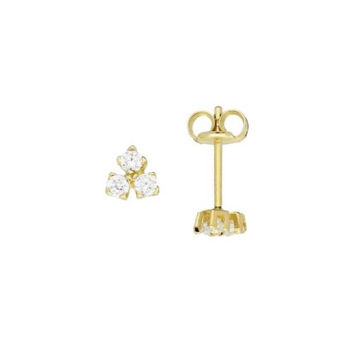 Oorknopjes, 14krt.goud met zirkonia  (5mm.) - 24384