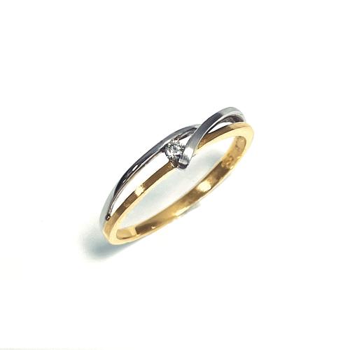 Ring, 14krt.bicolour goud met diamant (maat 54) - 24391