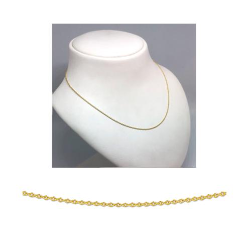 Collier, 9krt. geel kleurig anker 1mm. (lengte verstelbaar: 41-45cm.) - 24399