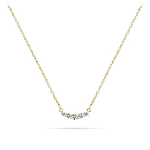 Collier, zilver verguld met zirkonia (lengte verstelbaar: 42-46cm.) - 24409