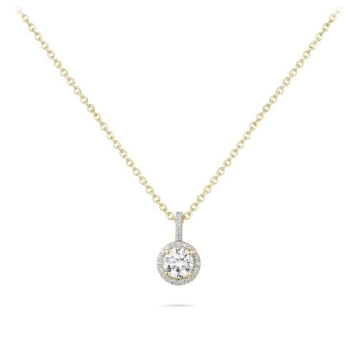 Collier, zilver verguld met zirkonia (lengte verstelbaar: 42-46cm.) - 24410