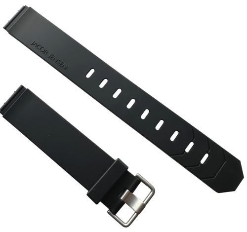 Horlogeband van Jacob Jensen 17mm Rubber Zwart - 24429