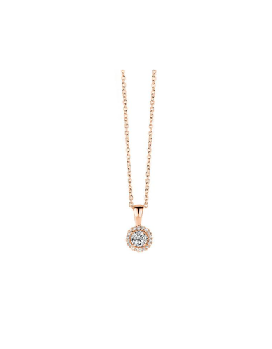 Collier, zilver rose-verguld incl. hanger met zirkonia (lengte: 40-45cm.) - 24438