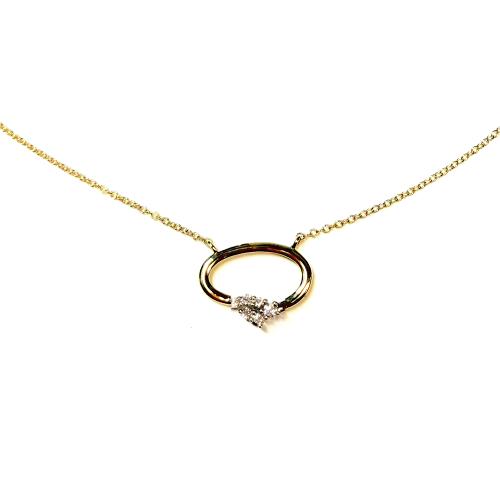 Collier, 14krt.goud met diamant totaal 0,08ct. (lengte: 42-45cm.) - 24455