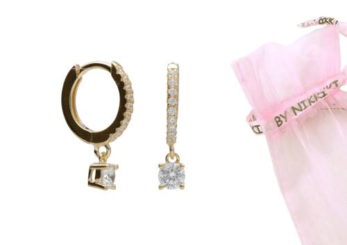 BY NIKKI Oorringen, zilver vergudl met zirkonia (10x1,8mm.) - 24462