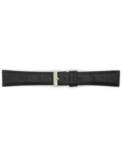 Horlogeband 22mm Zwart Krokodillenprint - 24467