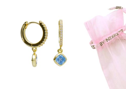 BY NIKKI Oorringen, zilver vergudl met zirkonia (10x1,5mm.) - 24488