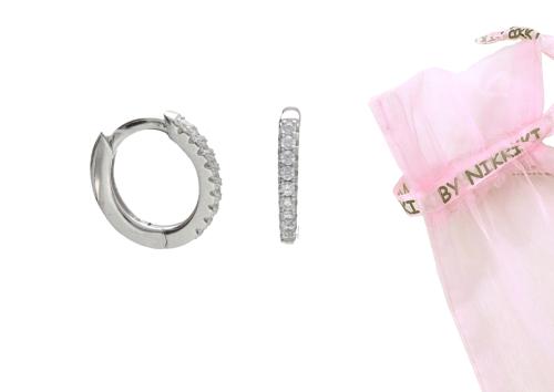 BY NIKKI Oorringen, zilver met zirkonia (diameter: 9mm.) - 24554