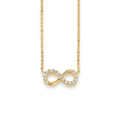 Collier, 14krt.goud met infinity en zirkonia (lengte: 42-45cm.) - 24562