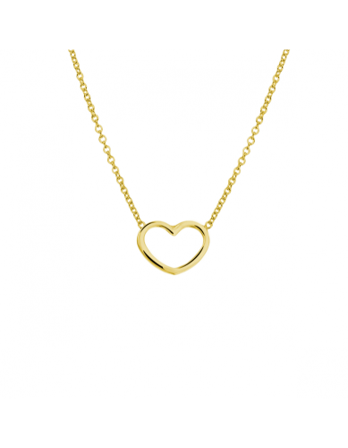 Collier, zilver verguld hart (41-45cm.) - 24568