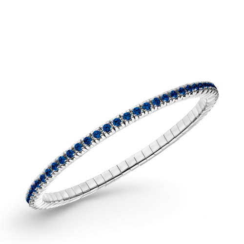 LUIS & FREYA Armband, zilver gerhodineerd flexband met donkerblauw zirkonia 2,5mm. (lengte: M 18,5cm) - 24603