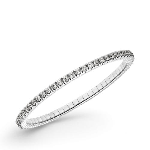 LUIS & FREYA Armband, zilver gerhodineerd flexband met wit zirkonia 2,5mm. (lengte: M 18,5cm) - 24604