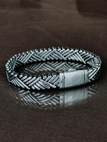 TAJ AMSTERDAM Zilveren Gevlochten Herenarmband AODH (lengte: 21,5cm.) - 24631