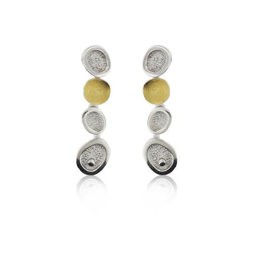 AUDAR Oorhangers, model 1803L zilver met 18 krt.goud (lengte: 4cm.) - 24641