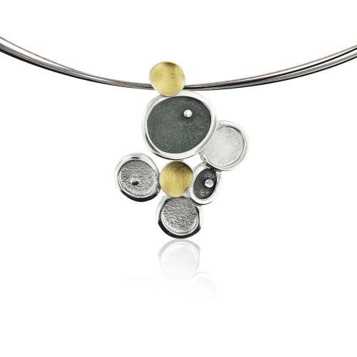 AUDAR Collier met hanger, model 1803 zilver/18krt.goud 17x21mm. (lengte:42cm.) - 24643