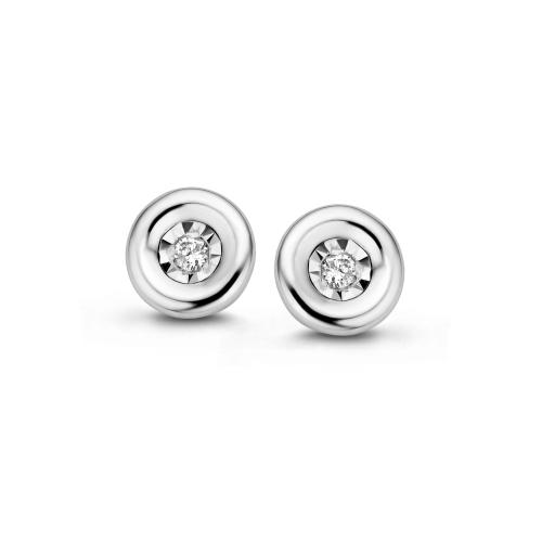 Rosa Di Luca Oorknoppen, zilver met diamant 0,03ct. - 24657