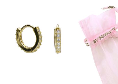 BY NIKKI Oorringen, zilver verguld met zirkonia (diameter: 8mm.) - 24671