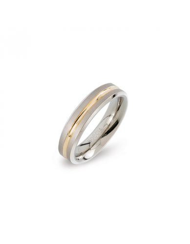 Boccia Ring, titanium model 0144-02 breedte: 5mm. deels verguld - 24704