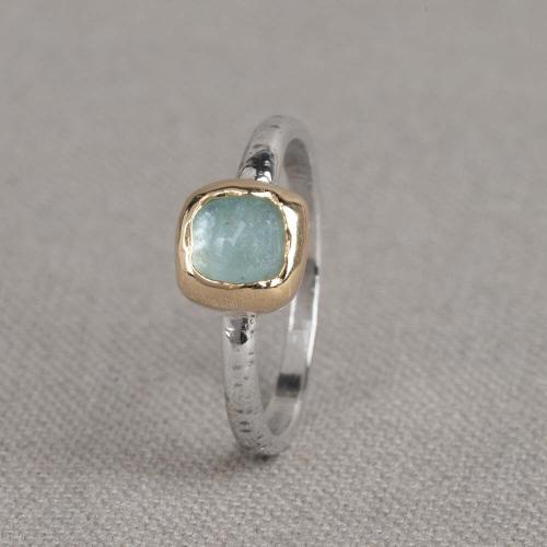 Jeh Jewels Ring, zilver met aquamarijn model 21196 (breedte 2,2mm.) - 24709