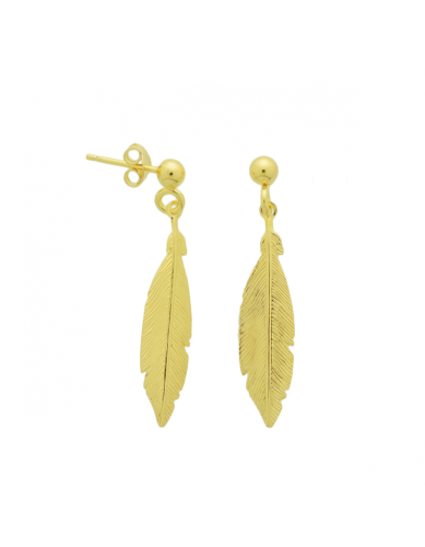 Oorhangers, zilver verguld veer - 24732