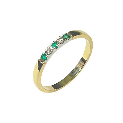 Eclat Alliance ring, model M101 2x diamant totaal 0.06ct.en 3x smaragd (maat 19) - 24776