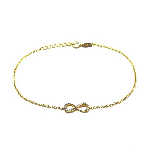 Armband, 9karaat met zirkonia infinity (lengte: 17-19cm.) - 24797