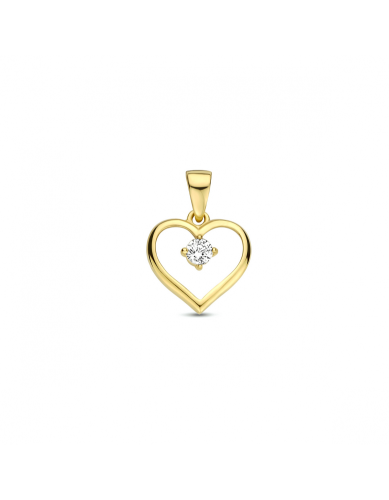 Hanger, 9 karaat hart met zirkonia - 24802