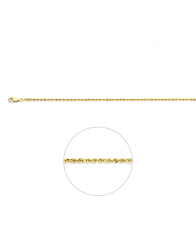 Collier, 9 karaat koord 2,1mm. (lengte: 45cm.) - 24807