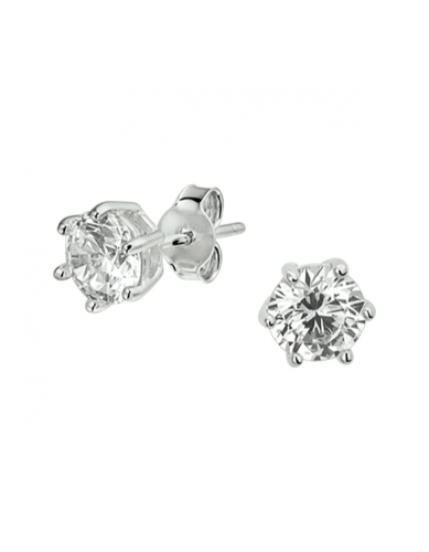 Oorknoppen. zilver gerhodineerd met zirkonia (6mm,) - 24832
