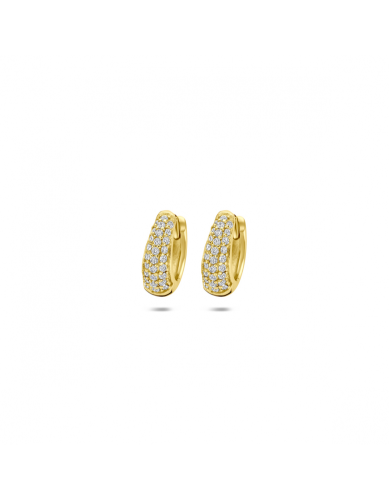 Oorringen, zilver verguld met zirkonia (4x11mm.) - 24834