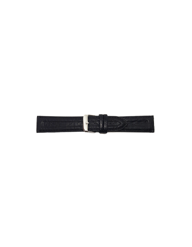 Horlogeband 18mm Zwart met 2 parallel strepen - 24853