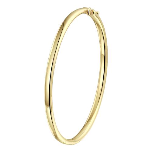 Bangle, zilver verguld met scharnier ronde buis 4mm. (60 x 50 mm.) - 24863